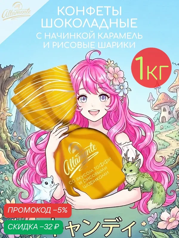 Конфеты шоколадные с начинкой карамель и рисовые шарики Altamente набор 1кг — Altamente, скидка по промокоду Яндекс Маркет