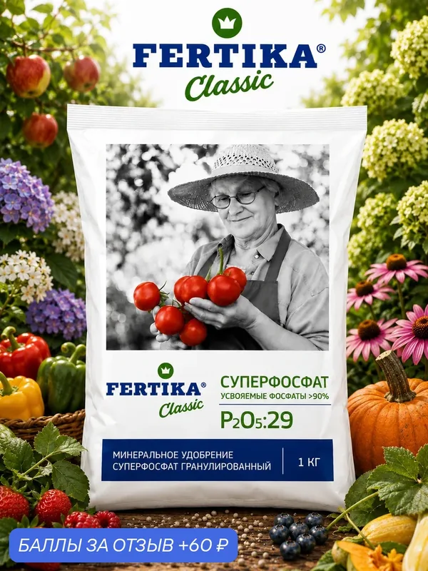 Удобрение Суперфосфат Фертика, 1 кг — FERTIKA, 60 баллов за отзыв Яндекс Маркет