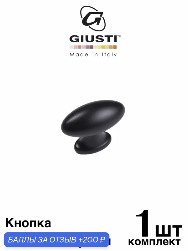 Кнопка GIUSTI WPO812 Италия. Цвет - Матовый черный — Giusti, 200 баллов за отзыв Яндекс Маркет