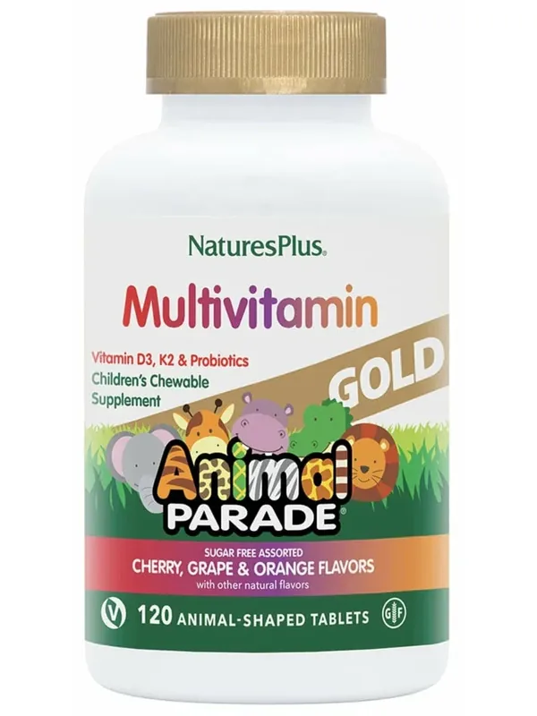 Natures Plus Animal Parade GOLD Multi - Assorted Flavors, Детский мультивитаминный комплекс "Голд Мульти" 120 жев. таб — Natures Plus, 200 баллов за отзыв Яндекс Маркет