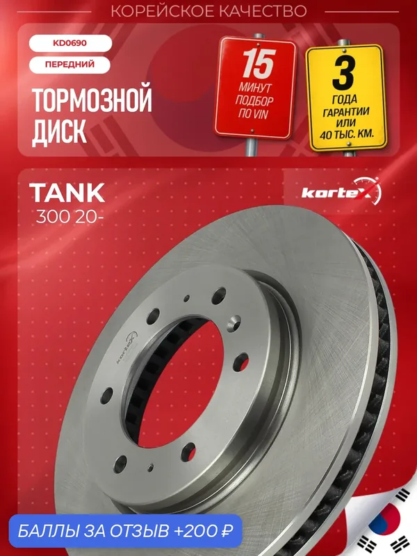 Диск тормозной Kortex для TANK 300, передний (d 316mm), KD0690 — KORTEX, скидка по промокоду Яндекс Маркет