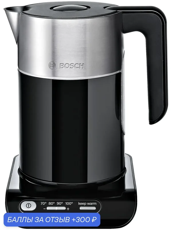 Электрический чайник Bosch Kunststoff mit Edelstahl TWK8613P, Black — BOSCH, 300 баллов за отзыв Яндекс Маркет