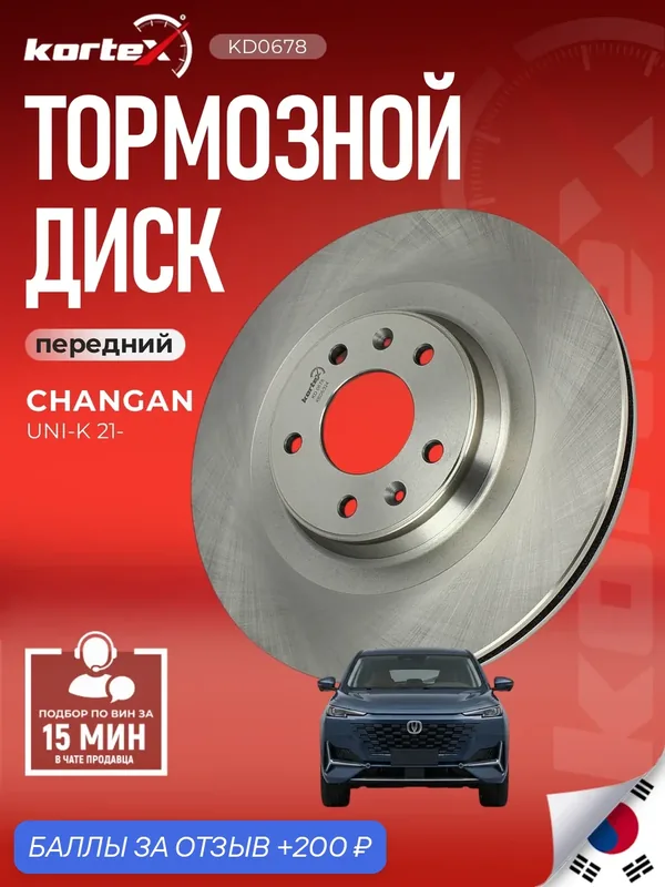 Тормозной диск передний Чанган Uni-K M2001500, CD569F2603010700, BN1448 — KORTEX, скидка по промокоду Яндекс Маркет