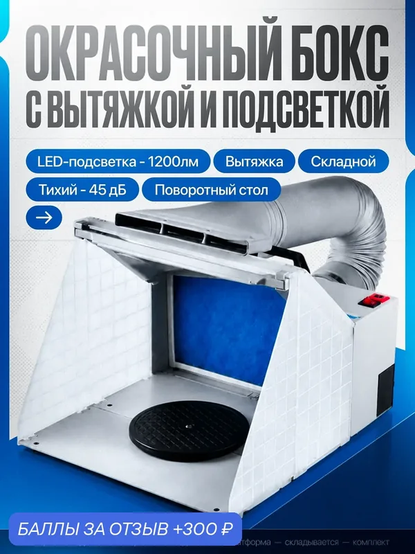 Окрасочный бокс Svendsen ClearBooth, LED-подсветка, складная конструкция, пластик — 300 баллов за отзыв Яндекс Маркет