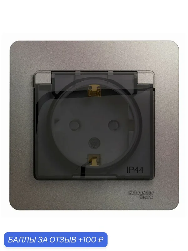 Розетка с заземлением, со шторками (с крышкой) IP44, Платина, Systeme Electric Glossa (2 шт) — Systeme Electric, 100 баллов за отзыв Яндекс Маркет