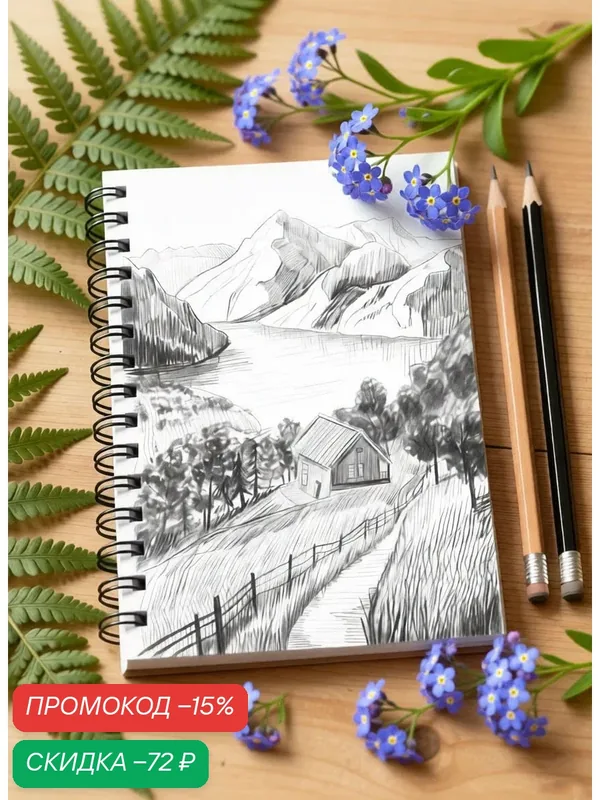 Раскраска антистресс Touch Art рисование по эскизу Пейзаж. Альбом для скетчинга А4 — TOUCH ART, скидка по промокоду Яндекс Маркет