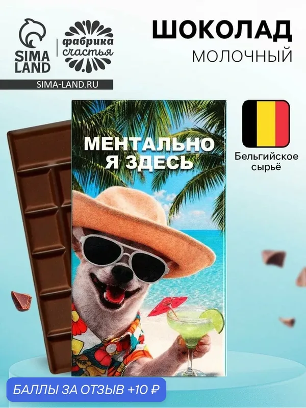 Шоколад Фабрика Счастья "Ментально я здесь", вес 27 гр, 1шт. — Фабрика счастья, скидка по промокоду Яндекс Маркет