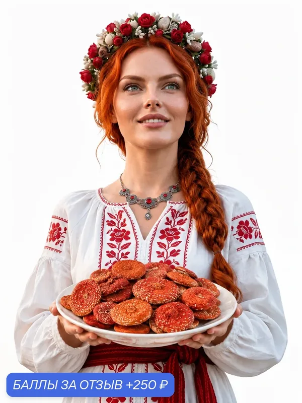 Красный гриб Аманита сушеный открытые шляпки 100гр. первый сорт Пермский край 2025 — 250 баллов за отзыв Яндекс Маркет