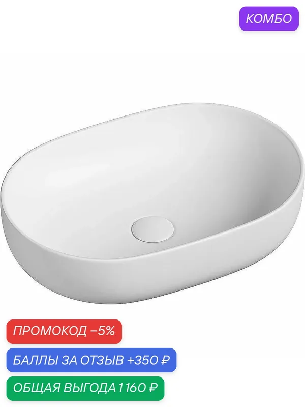 Мебельная раковина Ceramicanova Element 60 CN6047 белая — Ceramicanova, промокод и 350 баллов за отзыв Яндекс Маркет