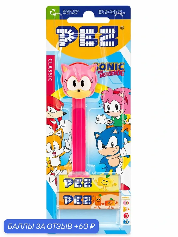 PEZ конфеты с дозатором из любимого мультика Супер Соник (Эми Роуз) — PEZ, 60 баллов за отзыв Яндекс Маркет