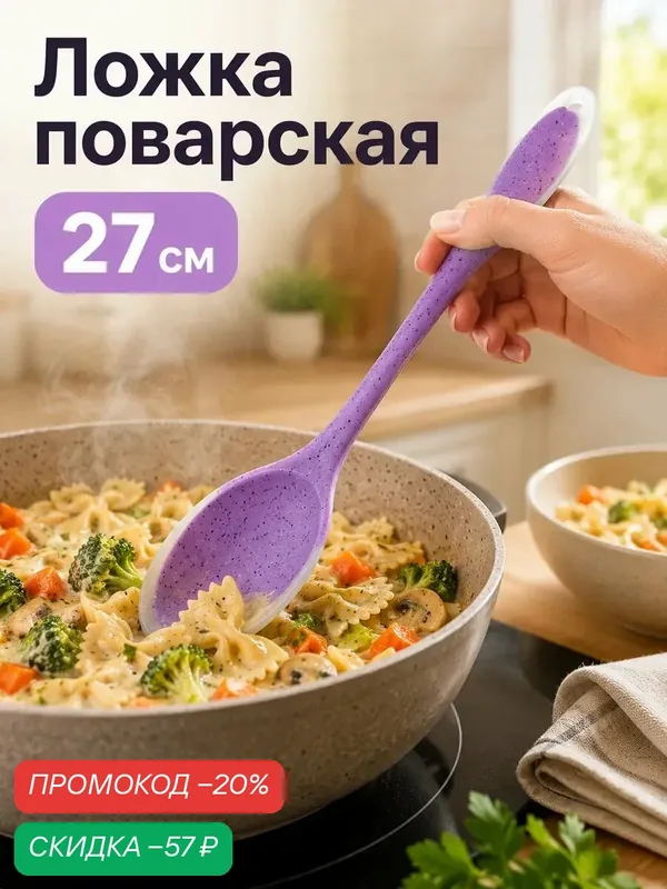 Ложка силиконовая гарнирная Доляна «Леонардо» 27×5×1, 5 см, цвет сиреневый — Доляна, скидка по промокоду Яндекс Маркет