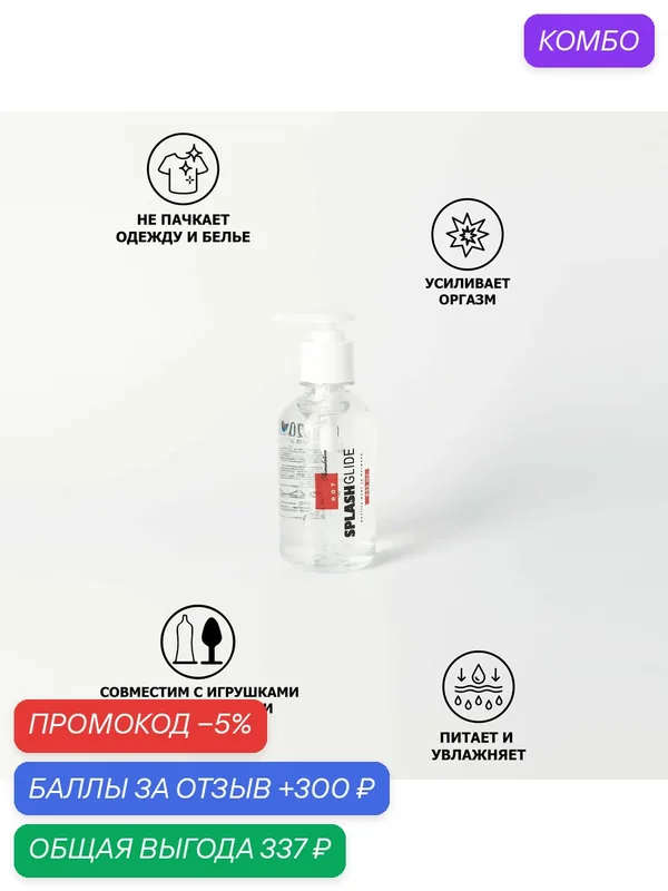 Лубрикант возбуждающий Splashglide Hot Stimulative водная основа, 250 мл — SPLASHGLIDE, промокод и 300 баллов за отзыв Яндекс Маркет