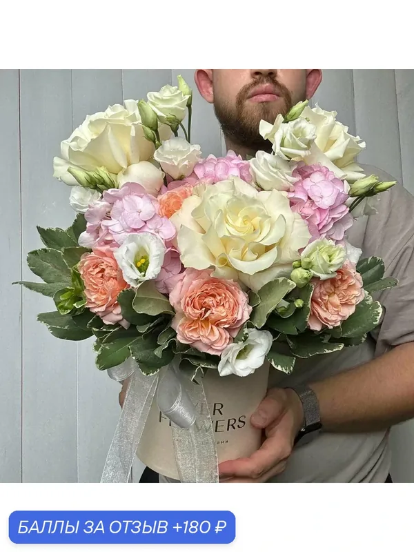 Композиция с французскими розами, гортензией и кустовыми розами Ver Flowers — VER. FLOWERS, 180 баллов за отзыв Яндекс Маркет