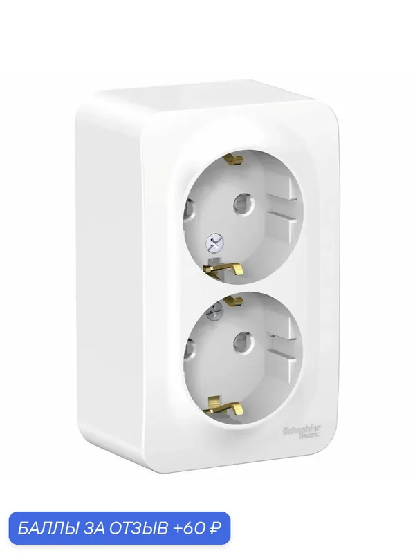 Розетка двухместная белая Schneider Electric Blanca с заземлением с шторками 16А, 250В, изолир. Пластина — Systeme Electric, 60 баллов за отзыв Яндекс Маркет
