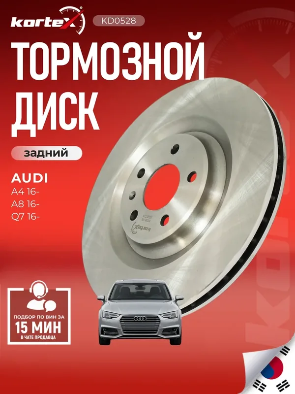 Диск тормозной (левый/правый передний) Audi Ауди A6 (C8) 2018- / Audi Ауди Q7 II 2015- 92290405 4M0615601P — KORTEX, 200 баллов за отзыв Яндекс Маркет