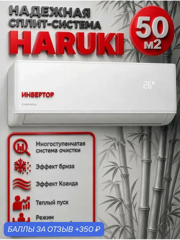 Сплит-система Kentatsu HARUKI INVERTER KSGHA_HZ KSGHA50HZRN1/KSRHA50HZRN1 — Kentatsu, 350 баллов за отзыв Яндекс Маркет