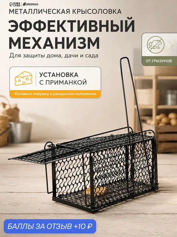 Крысоловка, 24 × 12 × 12 см, металлическая, для дома и дачи, Greengo — Greengo, 10 баллов за отзыв Яндекс Маркет