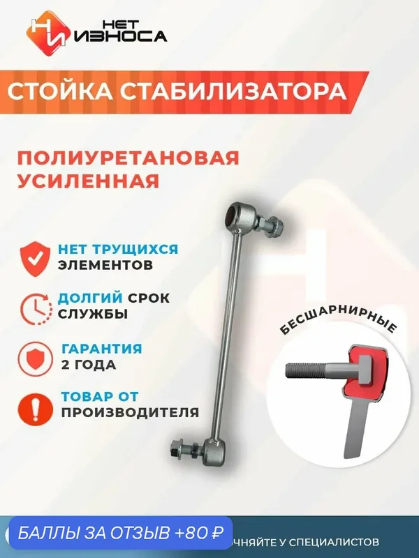 Стойка стабилизатора полиуретановая усиленная NL342B Hyundai H-1 2013 — 2021 — НЕТ ИЗНОСА, 80 баллов за отзыв Яндекс Маркет