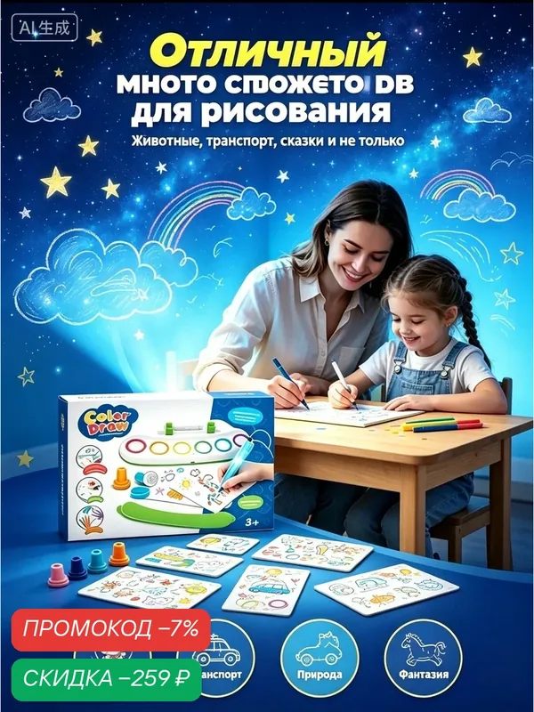 Набор для рисования с умной кисточкой — скидка по промокоду Яндекс Маркет