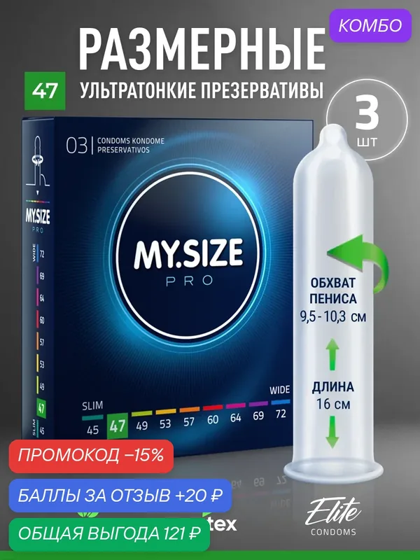 MY.SIZE / MY SIZE размер 47 (3 шт.)/ Майсайз презерватив маленького размера - ширина 47 мм/узкий — MY.SIZE, скидка по промокоду Яндекс Маркет