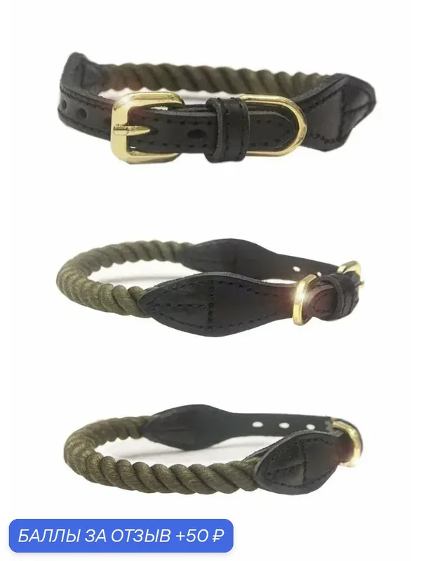 Ошейник Japan Premium Pet "С Характером", натуральный, цвет хаки, для собак — Japan Premium Pet, 50 баллов за отзыв Яндекс Маркет