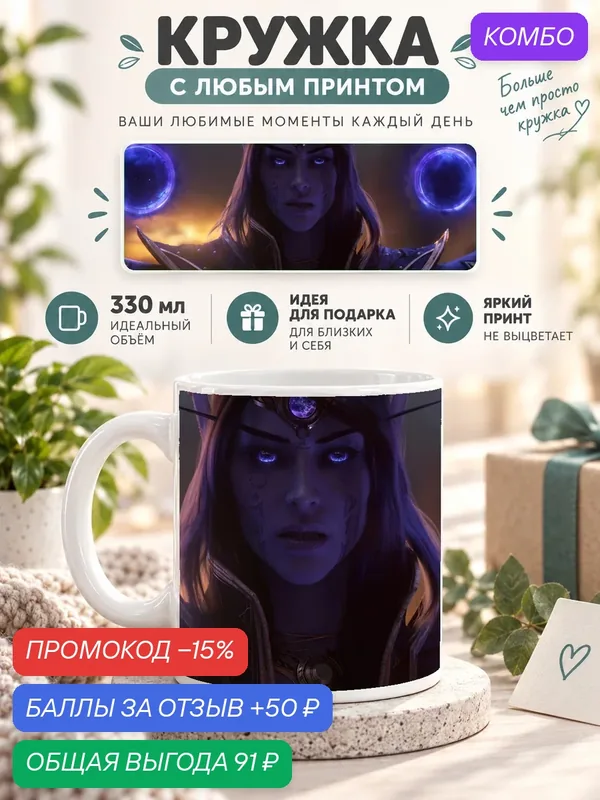 Кружка MoodRoom 330 мл, керамическая, глянцевая, белая с принтом World of Warcraft / Мир Warcraft, д, дизайн MUG3303133 — промокод и 50 баллов за отзыв Яндекс Маркет