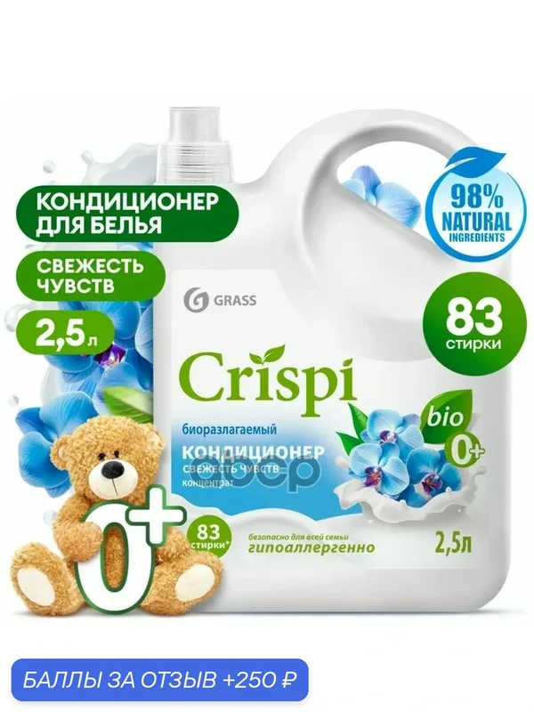Кондиционер для белья Эко CRISPI Свежесть Чвств канистра 2 мл GraSS GraSS арт. 125946 — GRASS, 250 баллов за отзыв Яндекс Маркет