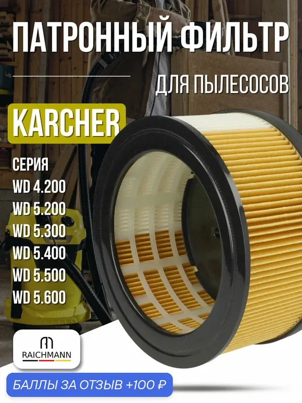 Патронный фильтр для пылесосов Karcher WD 4.200 / 5.200 (6.414-960.0) — RAICHMANN, 100 баллов за отзыв Яндекс Маркет