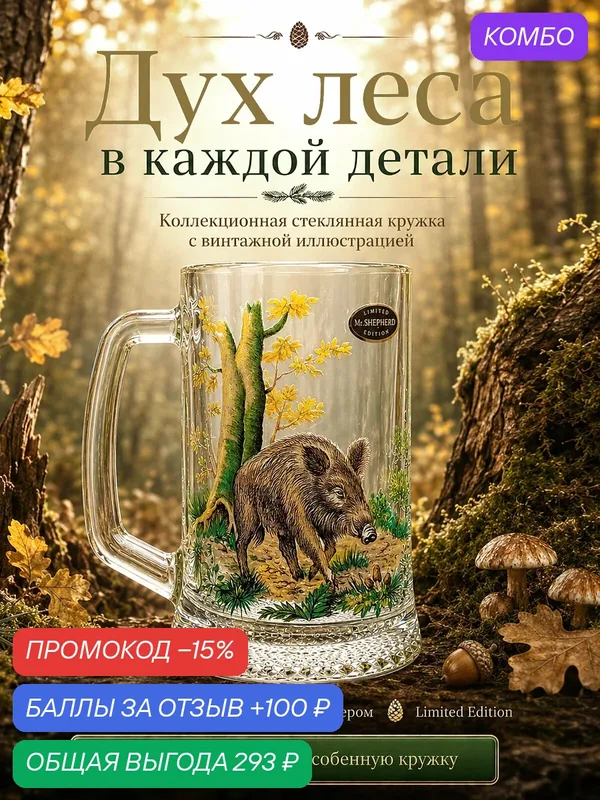 Кружка пивная Mr Shepherd "Кабан", 500мл — Mr Shepherd, промокод и 100 баллов за отзыв Яндекс Маркет