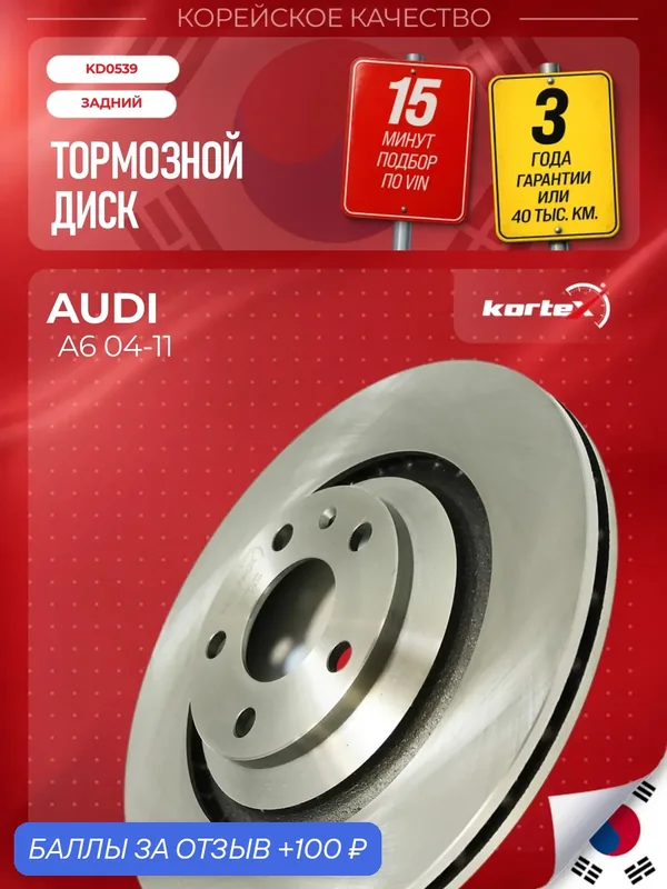 Тормозной диск задний вентилируемый Ауди A6, A7, A8, Оллроад PBD4818, FX1686, BS6696 — KORTEX, 100 баллов за отзыв Яндекс Маркет