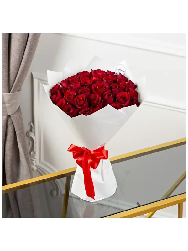 Монобукет Magic Flower "Кения", 35 красных роз, высота 40 см — Magic Flower, скидка по промокоду Яндекс Маркет