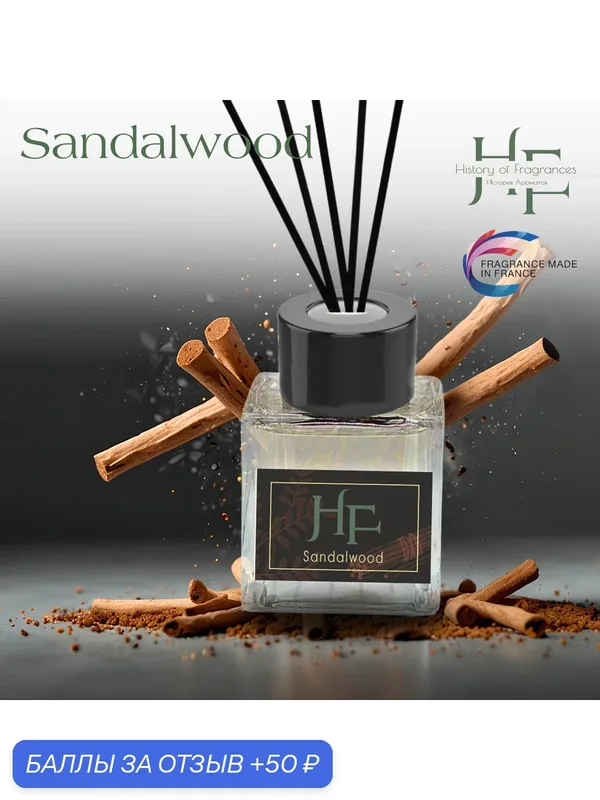 Аромадиффузор History of Fragrances "Sandalwood", 50мл, ручной принцип работы — History of Fragrances, 50 баллов за отзыв Яндекс Маркет