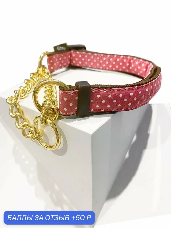 Ошейник-полуудавка Japan Premium Pet c позолоченной цепочкой гибридный в стиле эпохи наполеоновского амира, размер M (цвет: розовый) — Japan Premium Pet, 50 баллов за отзыв Яндекс Маркет