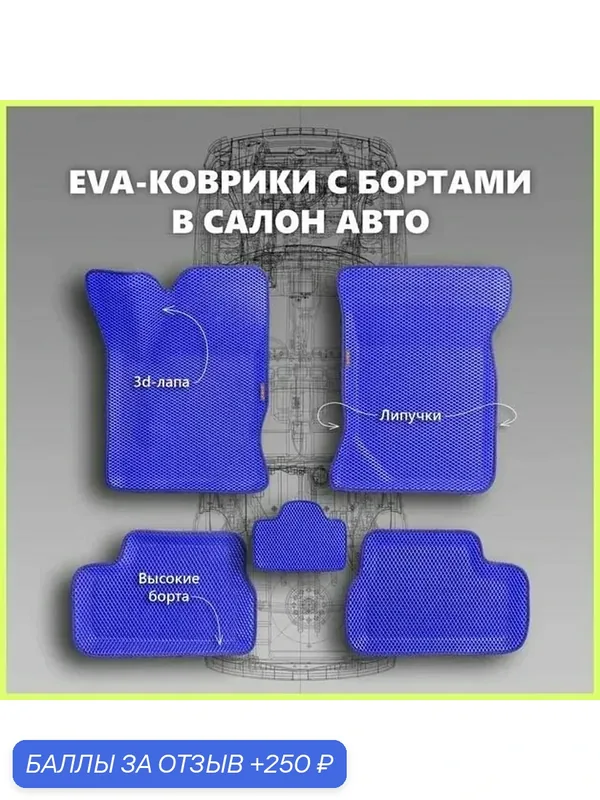 Автомобильные Ева/EVA коврики с press/пресс бортами на Lada Vesta NG/Лада Веста NG с 2023 г, ПРЕМИУМ_3D, синие с синим кантом — SPC, 250 баллов за отзыв Яндекс Маркет