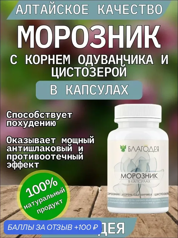 Морозник с корнем одуванчика и цистозерой в капсулах Благодея-Алтай, 120 капсул — Благодея, 100 баллов за отзыв Яндекс Маркет
