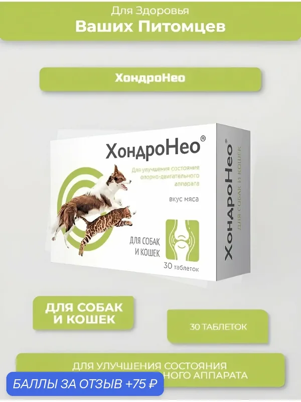 Кормовая добавка для кошек и собак Neoterica ХондроНео, 30 таблеток — Neoterica, 75 баллов за отзыв Яндекс Маркет