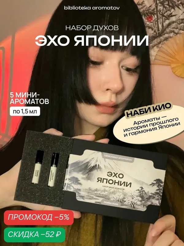 Набор духов женские и мужские пробники ЭХО японии от блогера Наби Кио (бокс 5 ароматов) — Библиотека ароматов, скидка по промокоду Яндекс Маркет