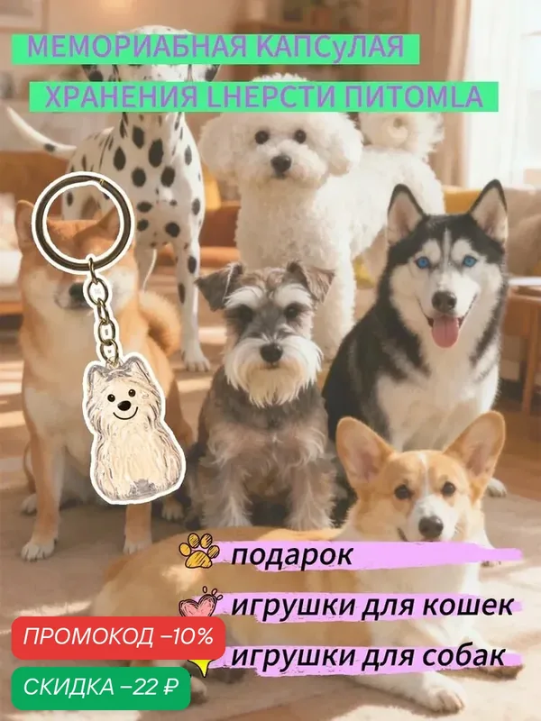Прозрачная капсула-брелок для хранения шерсти питомцев, милый аксессуар для кошек и собак — скидка по промокоду Яндекс Маркет