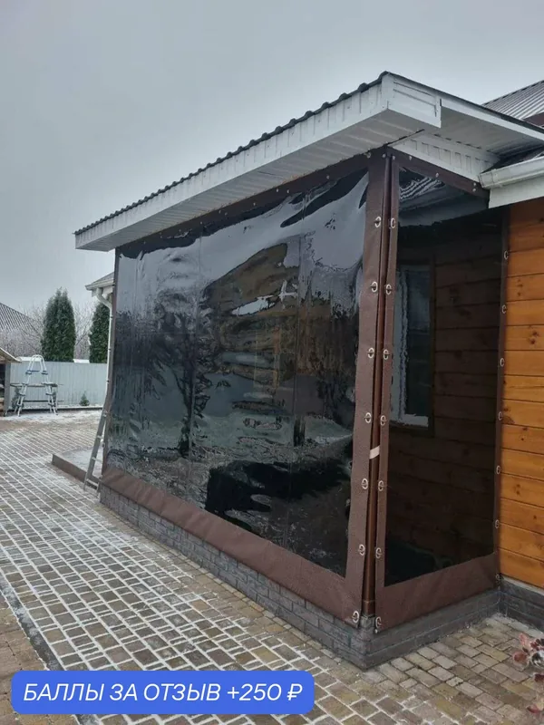 Мягкое тонированное окно с креплением на пластиковой поворотной скобе (Коричневая окантовка) 180х170 — 250 баллов за отзыв Яндекс Маркет