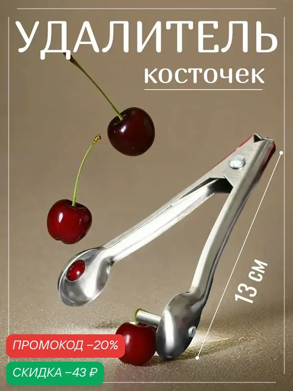 Удалитель косточек Доляна «Классик», 13 см, Коррозионностойкая сталь — Доляна, скидка по промокоду Яндекс Маркет