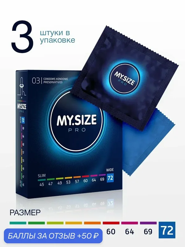 Презервативы "MY.SIZE PRO", размер 72, силиконовая смазка, 3 шт. — MY.SIZE, скидка по промокоду Яндекс Маркет