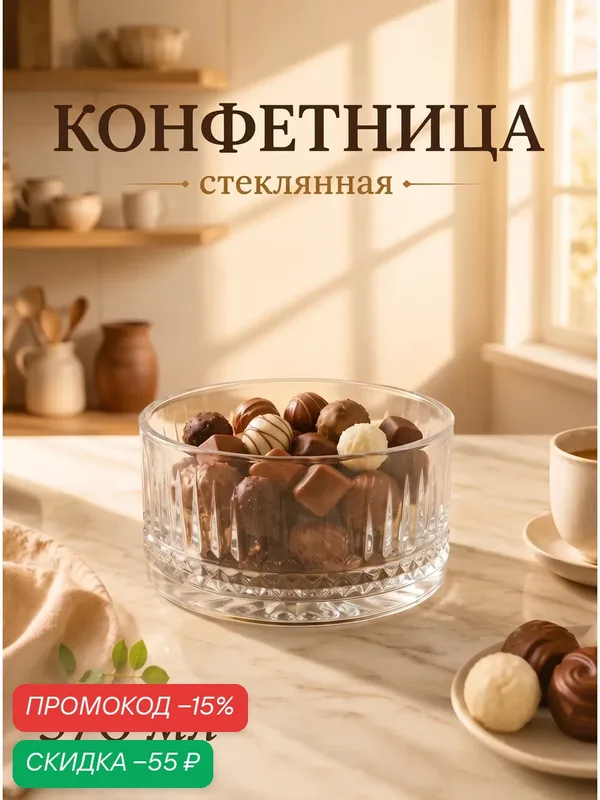 Конфетница стеклянная Magistro «Элизиум» 570 мл, стекло, прозрачная — Magistro, скидка по промокоду Яндекс Маркет