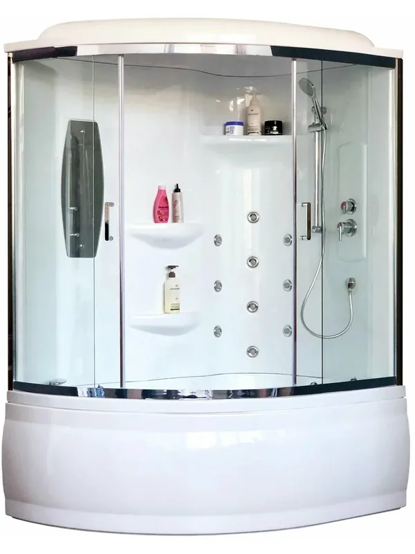 Душевая кабина Royal Bath Alpine 150x100x225 стекло прозрачное 6 мм, правосторонняя, с гидромассажем, профиль хром — Royal Bath, 400 баллов за отзыв Яндекс Маркет