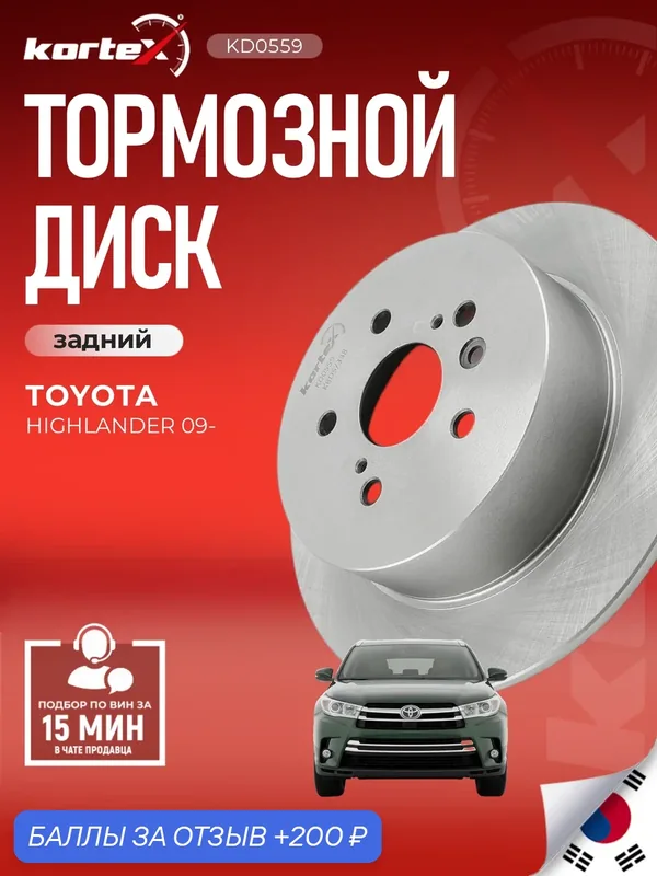 Тормозной диск задний Тойота Хайлендер, (Gac) Хайлендер ST4243148060, PBD1020, K011719 — KORTEX, 200 баллов за отзыв Яндекс Маркет