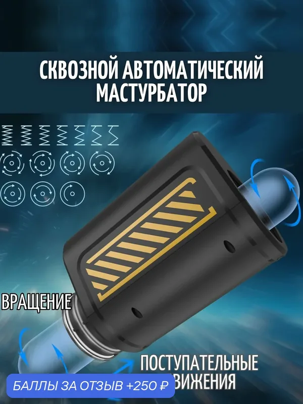 Автоматический сквозной мастурбатор для мужчин с поступательными движениями вперед-назад. Телескопическая искусственная вагина. Мужская игрушка 18+ — 250 баллов за отзыв Яндекс Маркет