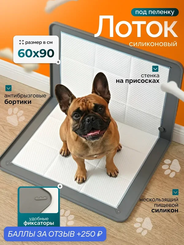 Силиконовый лоток для собак под пеленку 60х90 туалет коврик. — 250 баллов за отзыв Яндекс Маркет