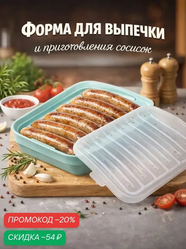 Форма для выпечки и приготовления сосисок Доляна, 6 ячеек, с крышкой, 17.5×13.5.2.8 см, силикон, цвет зеленый — Доляна, скидка по промокоду Яндекс Маркет