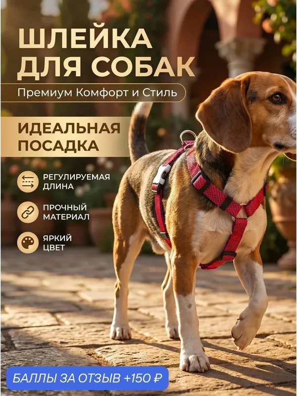 Шлейка для собак, средних пород, нейлон 2 см. — FLUFFY'S TAIL, 150 баллов за отзыв Яндекс Маркет