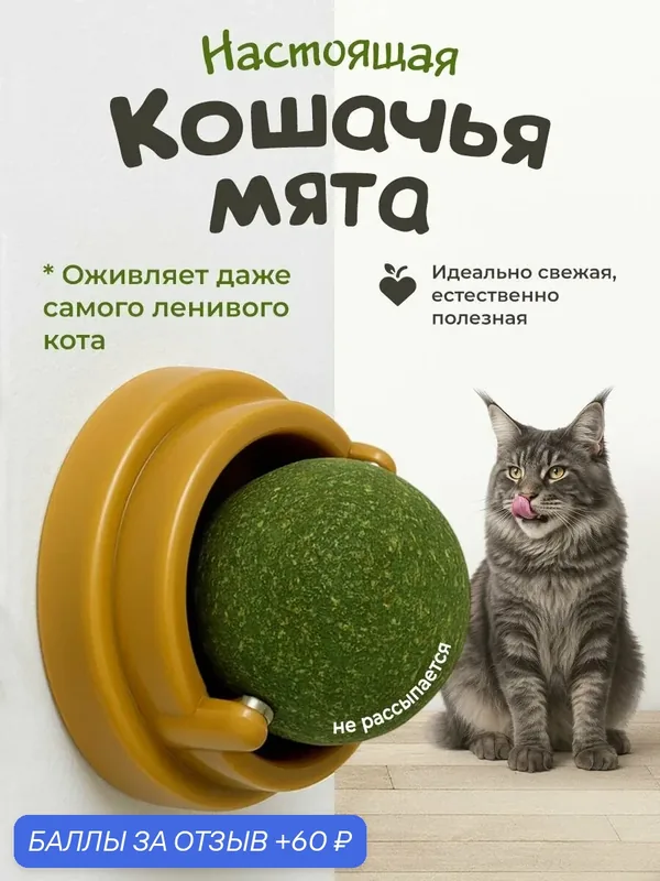 Игрушка для кошек "DPzoo" / шарик с кошачьей мятой натуральный — DPZOO, 60 баллов за отзыв Яндекс Маркет