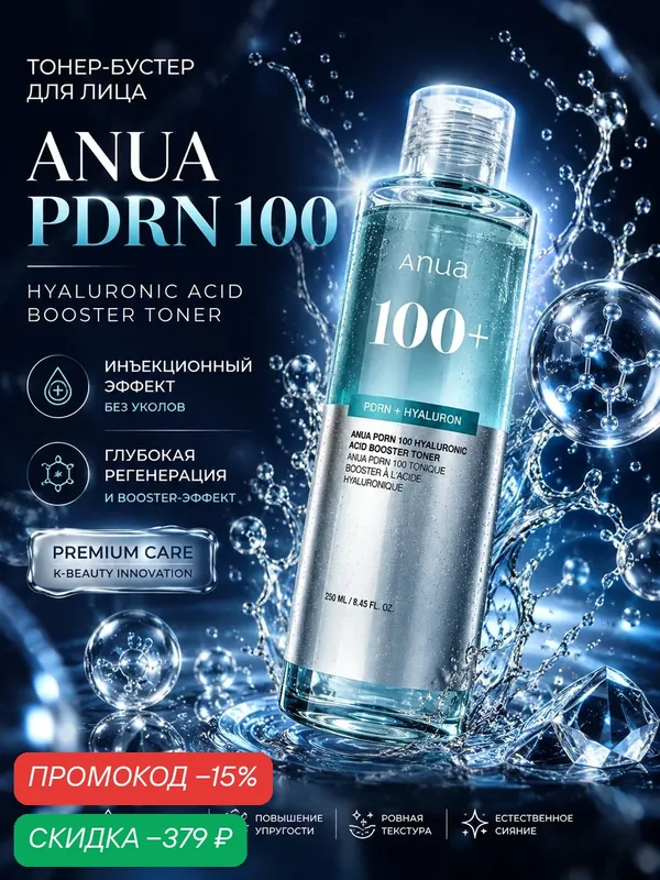 ANUA Тонер для лица PDRN 100 Hyaluronic Acid Booster Toner 250 мл — anua, скидка по промокоду Яндекс Маркет